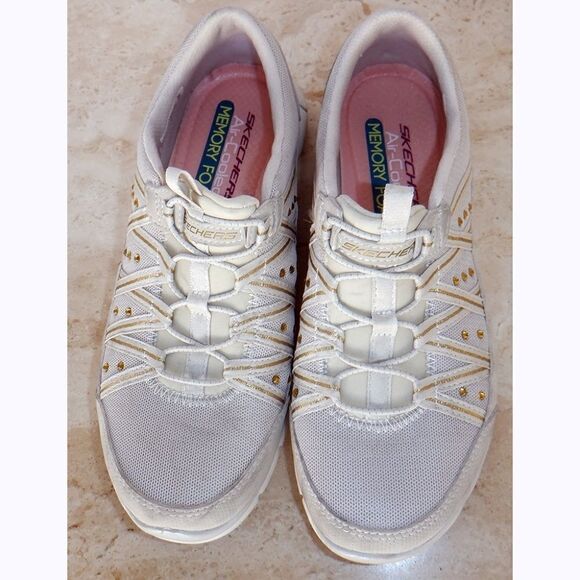 Skechers cream color bling walking shoes - Picture 1 of 5